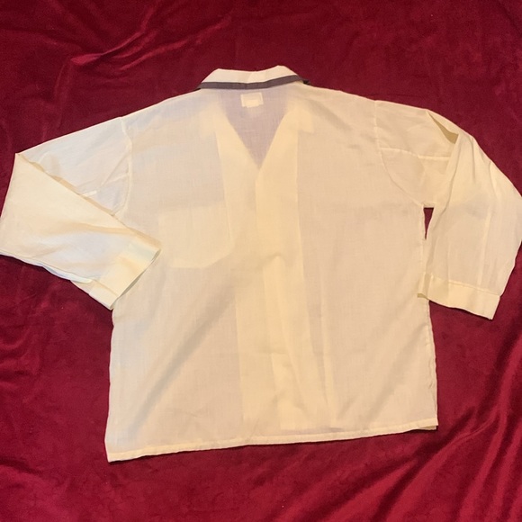 Vintage 70s Manchester Men’s Pale Yellow Collared Button Up Pajama Top Sz Large - Picture 5 of 8